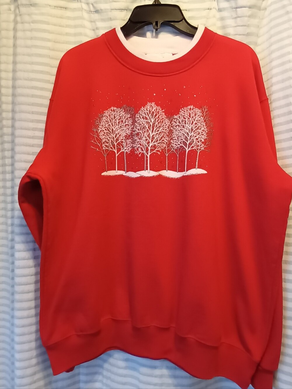 Red White Vintage Country Store Crew Neck Holiday Festive Woman's XL Sweatshirt